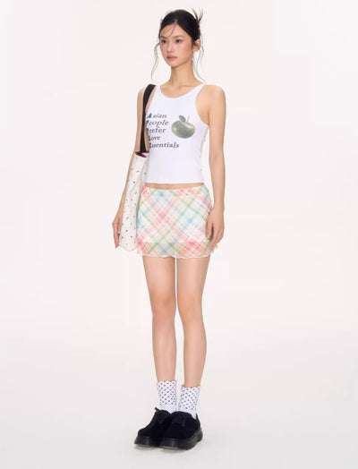Apple Plaid A-line Skirt NEC0222