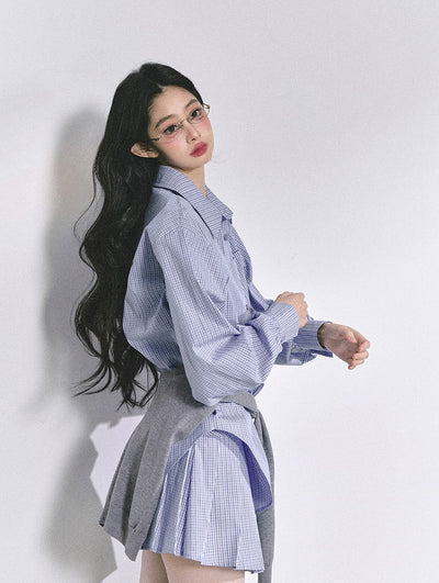 Plaid Long Shirt/Short Skirt DIA0555