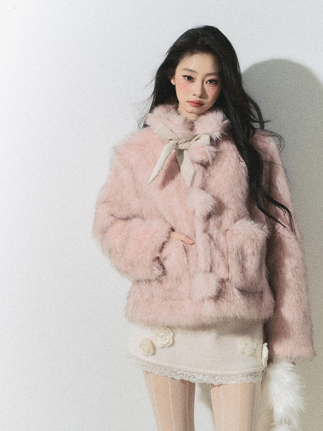 Cherry Blossom Milk Series Fur Pink Jacket DIA0246