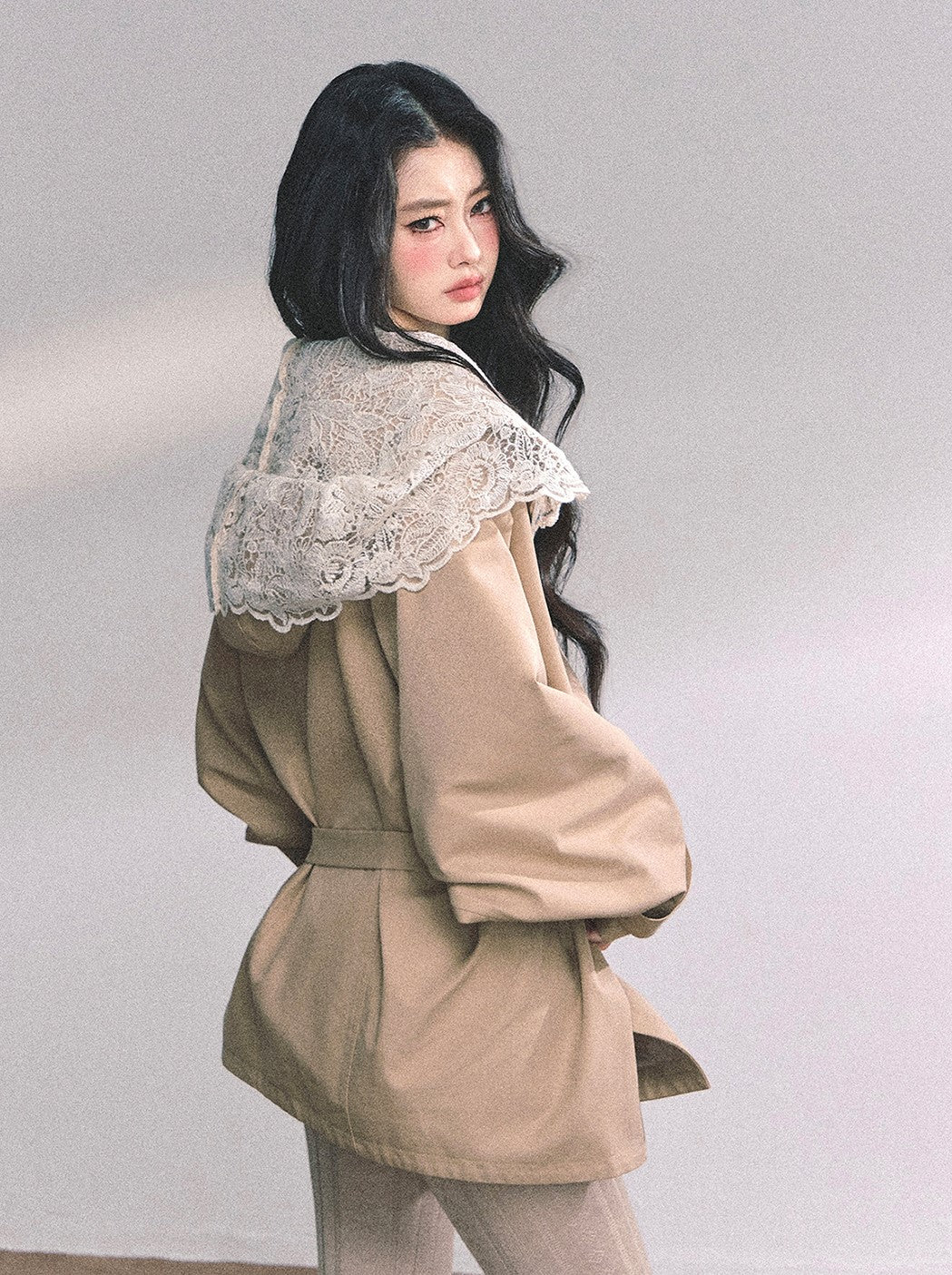 Hooded Lace Trench Jacket DIA0650