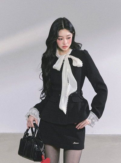 Black Jacket With Ribbon/Short Skirt DIA0592