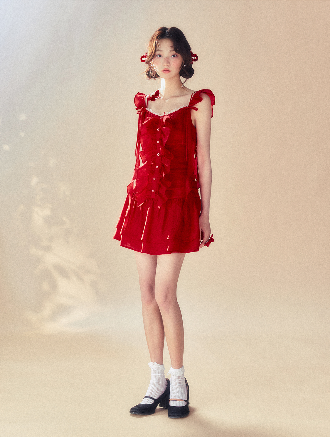 Red Bow Suspender Dress SUN0057