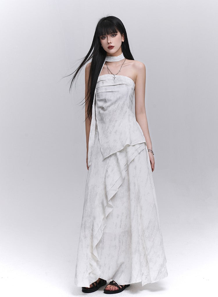 White Artistic Tube Top/Skirt LAD0209