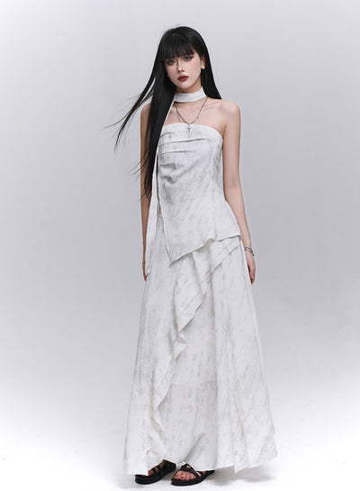 White Artistic Tube Top/Skirt LAD0209