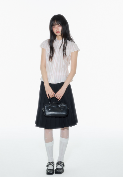 Striped Lapel Short-sleeved Shirt ONT0011