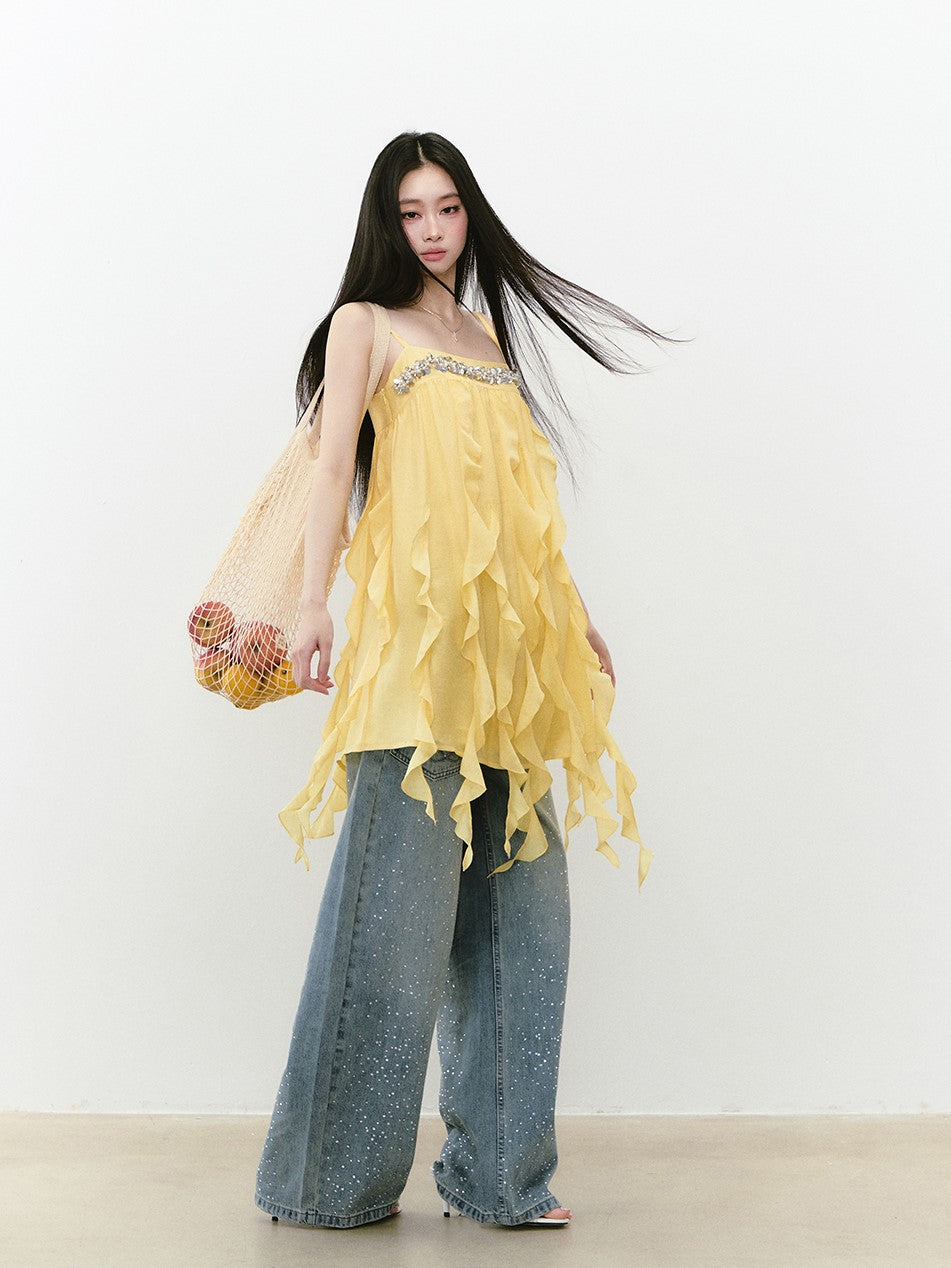 Beaded Flowing Sling Dress VIA0251