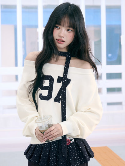 Off-shoulder Print Casual Sweatshirt WEE0069