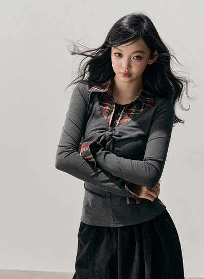 Faux Three-Piece Gray T-Shirt DIA0753