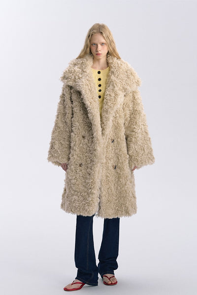 Double-breasted Fur Suede Long Plush Coat BYW0031