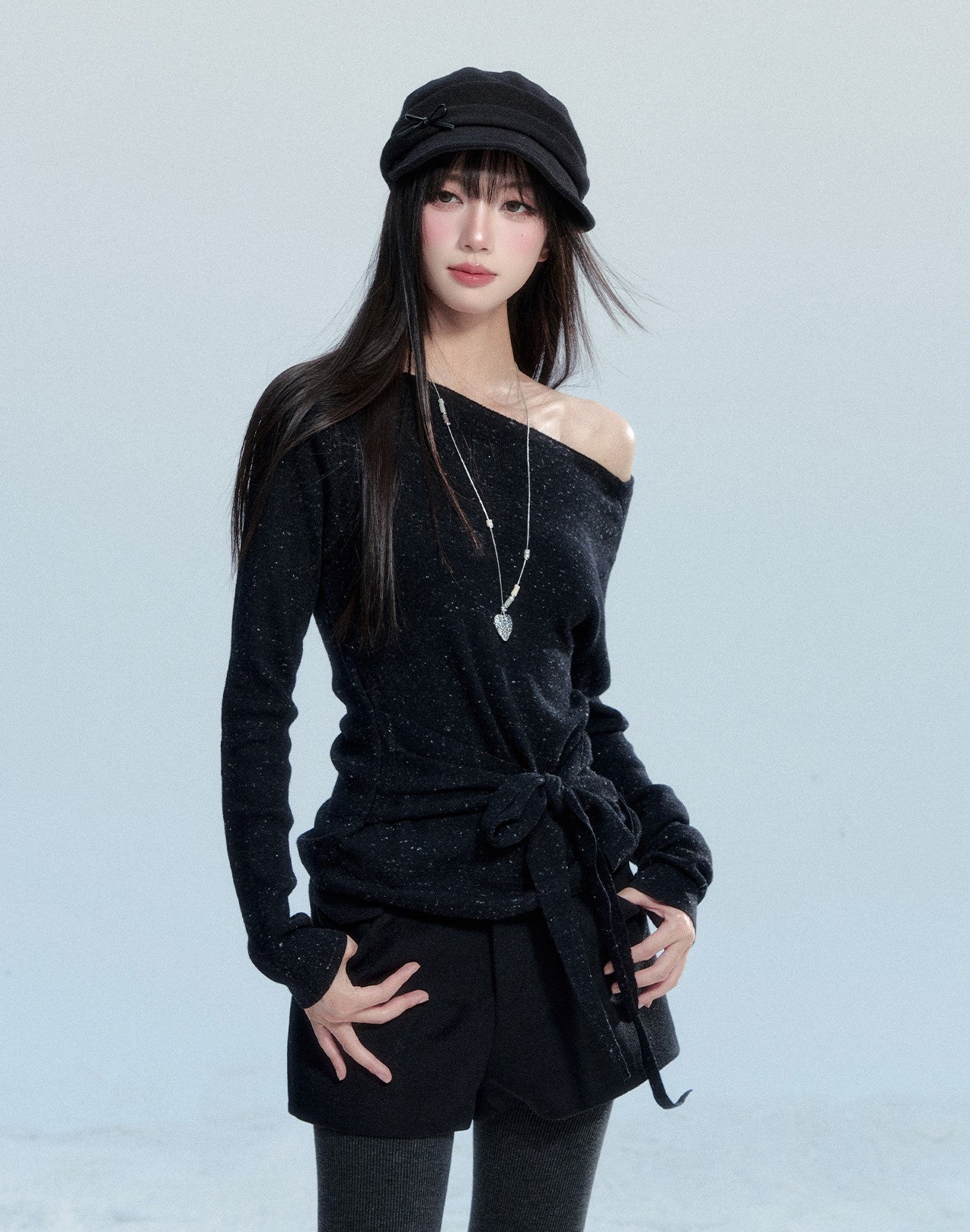 Chic Off-shoulder Tie-up Sweater FRA0476