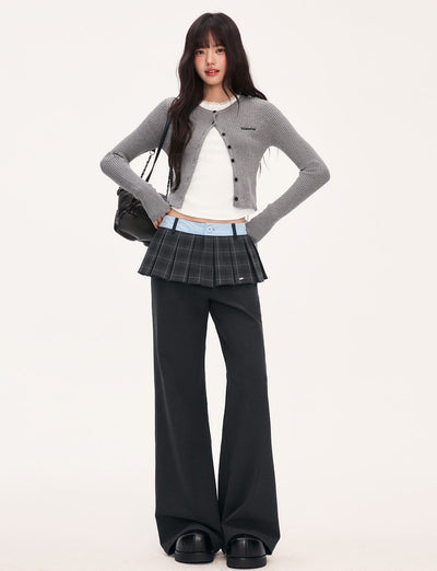 High-Waisted Design Plaid Skirt Flared Pants WEE0074