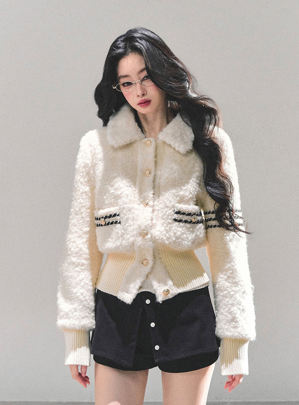 White Wool Quilted Thick Jacket DIA0673