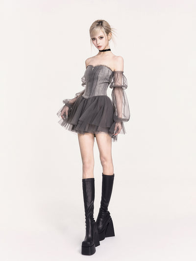 Romantic Design Tie-dye Puffy Dress VOC0471