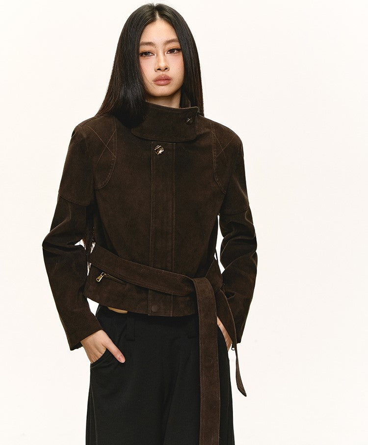 Stand Collar Suede Short Jacket ANA0088