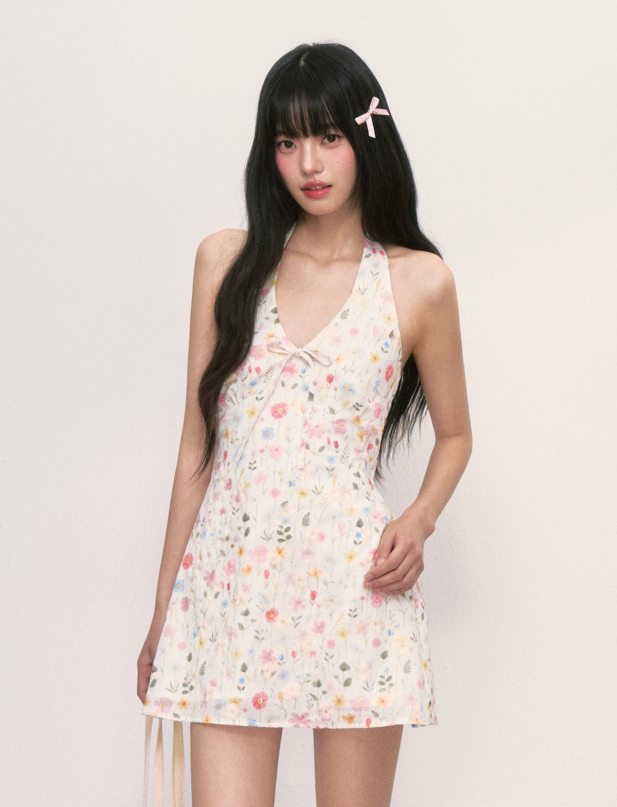 Sleeveless Halter Neck Floral Dress WEE0005