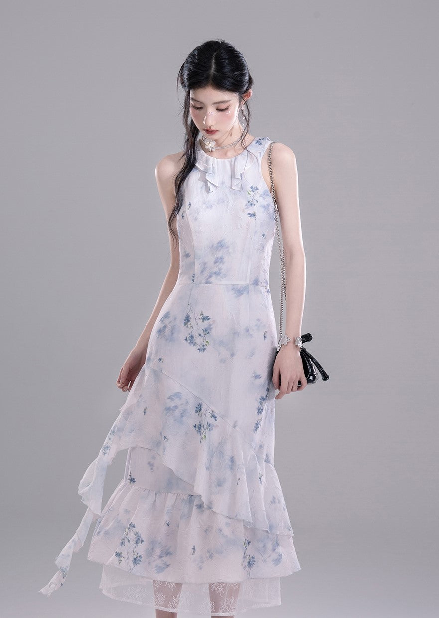 Layered Floral Irregular Dress COT0279