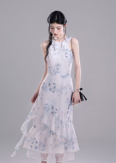 Layered Floral Irregular Dress COT0279