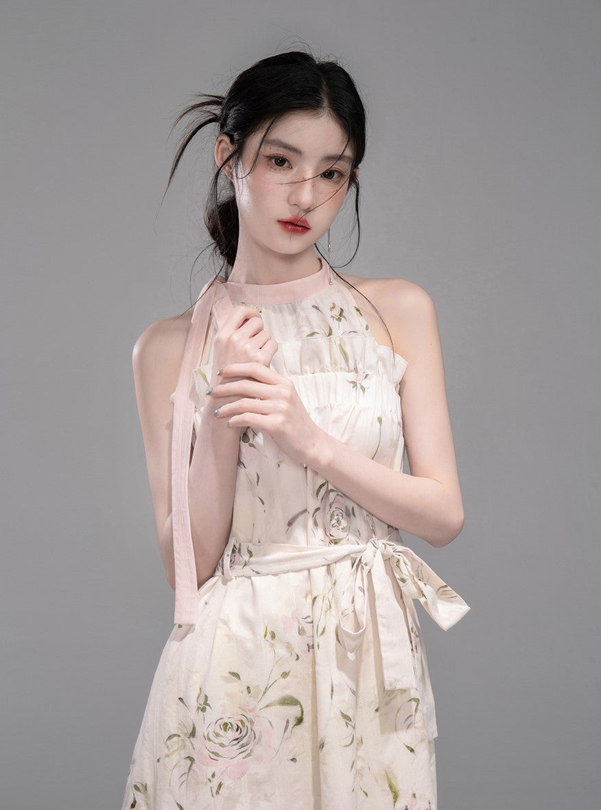 Rose Print One Shoulder Dress COT0323