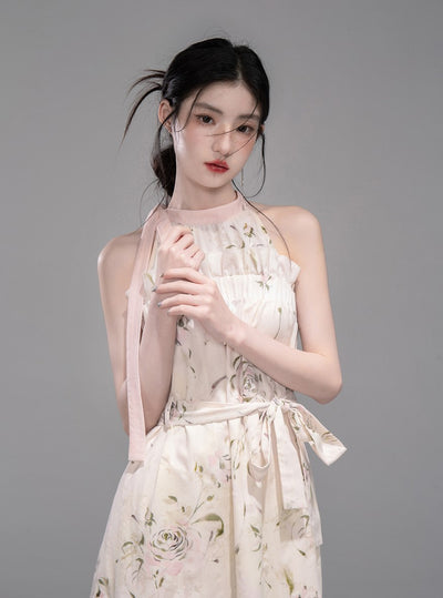 Rose Print One Shoulder Dress COT0323