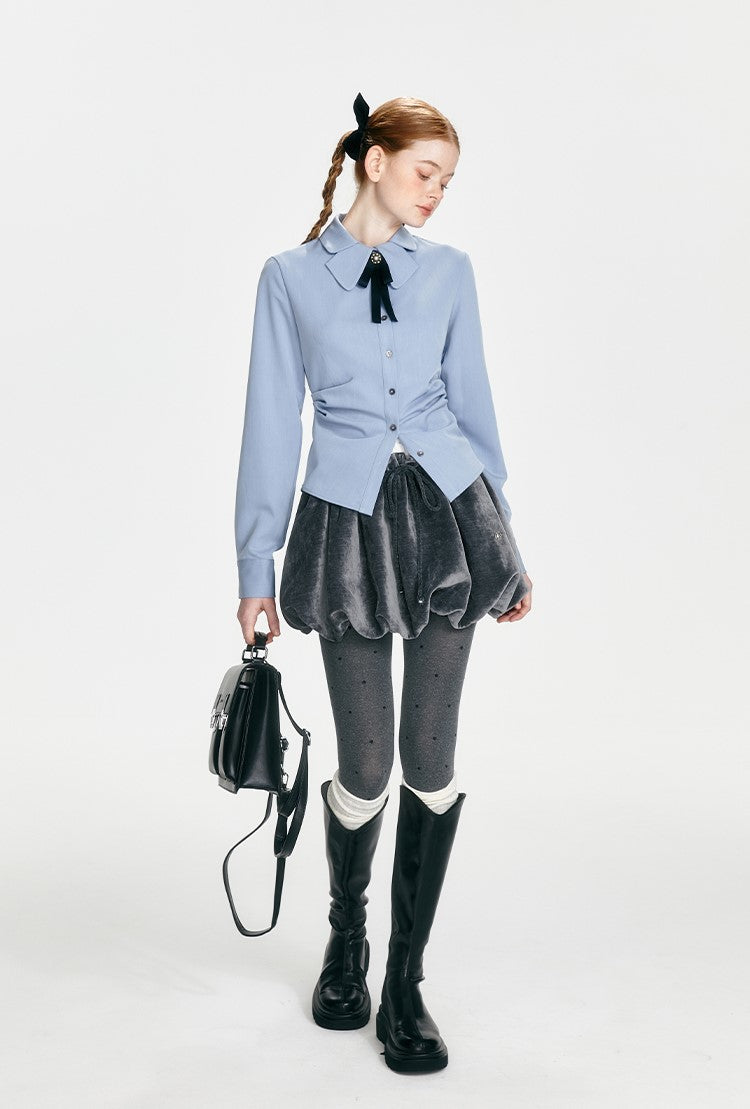 College Style Blue Shirt/Cloud Skirt BOH0085