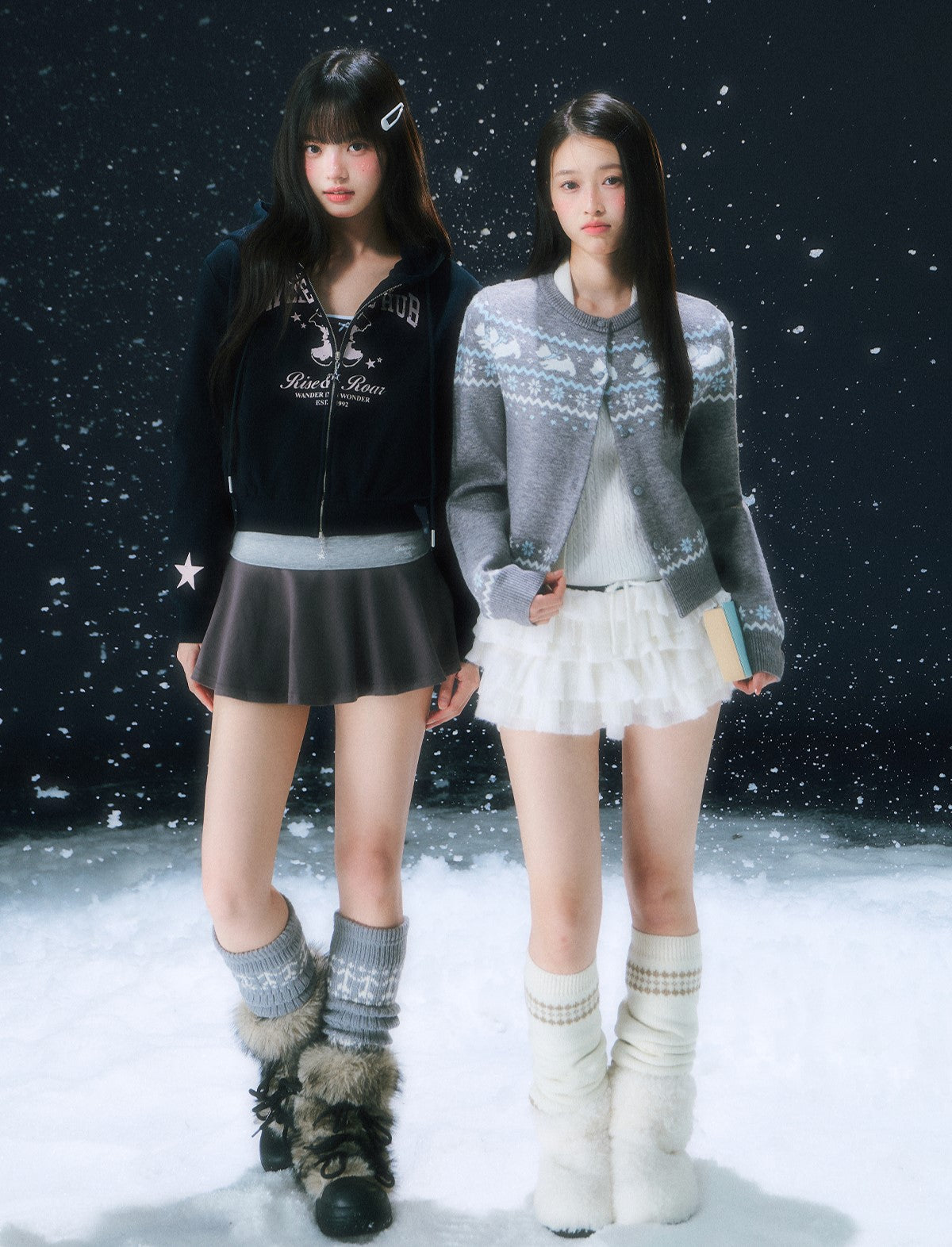 Retro Print Hooded Sweatshirt Short Jacket WEE0108