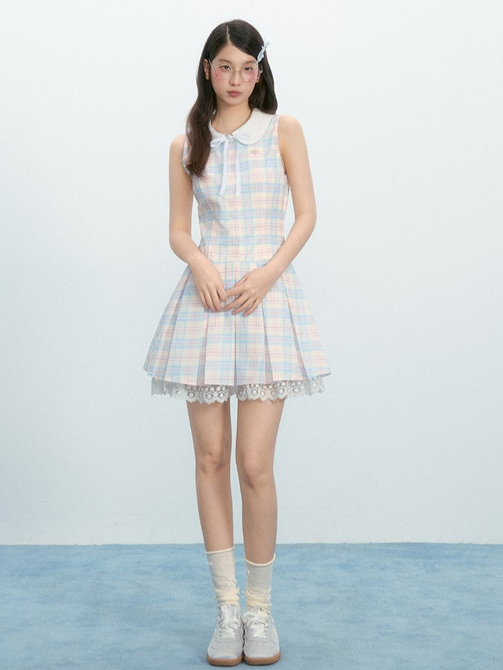 Fresh Plaid Baby Collar Lace Dress NTO0221