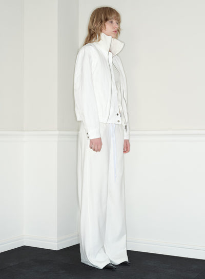 White Stand-up Collar Nylon Jacket RUN0047