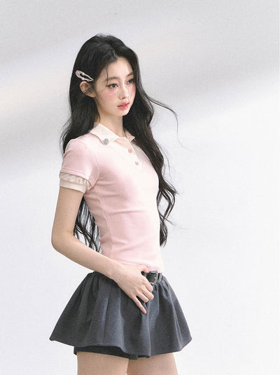 Fake Two-piece Short-sleeved T-shirt DIA0500