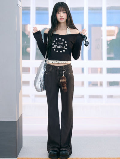 American-style Star Print Halter Neck T-shirt WEE0071