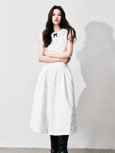 Jacquard Doll Collar Top/A-line Skirt LUL0137