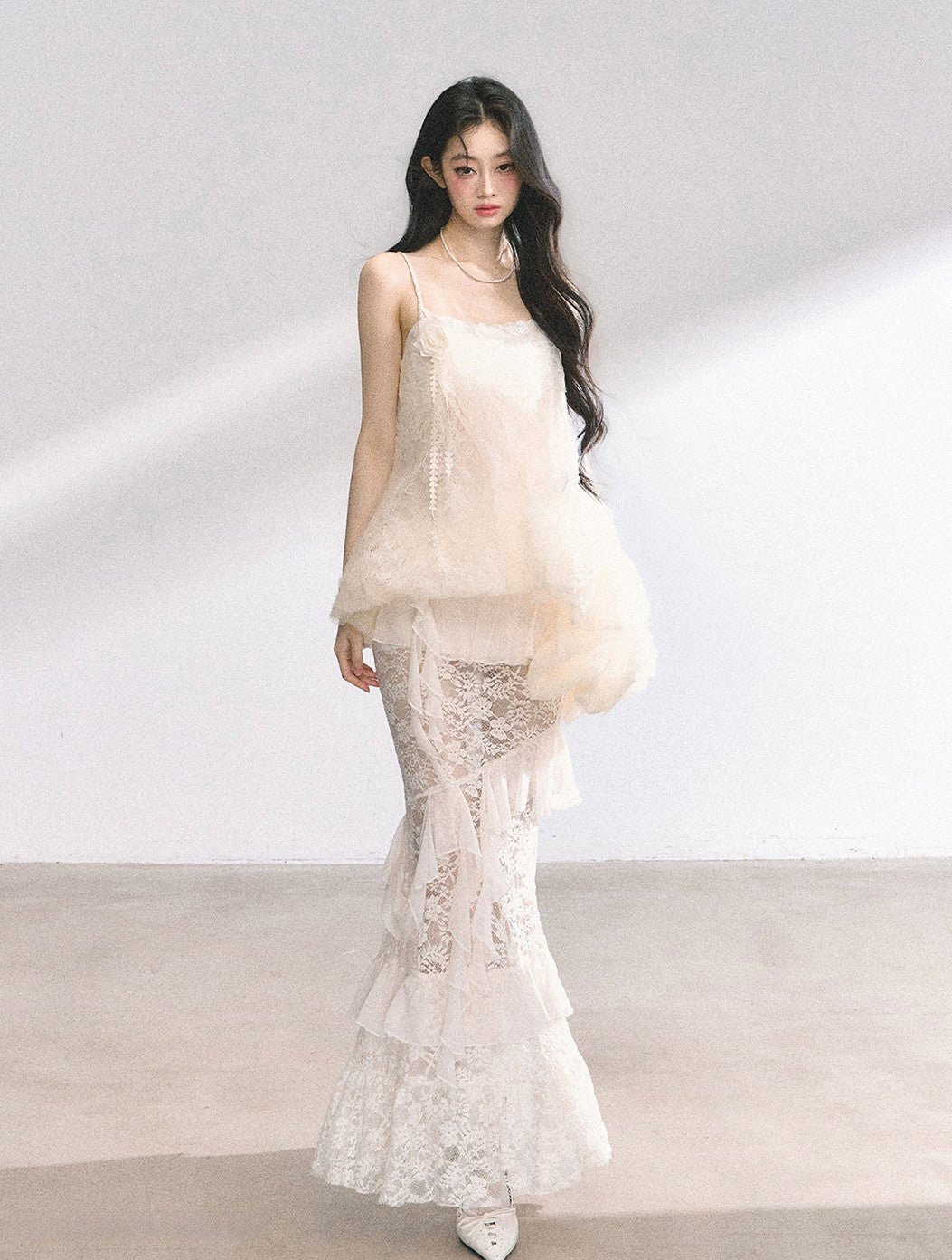 High-grade Top/Lace Long Skirt DIA0444
