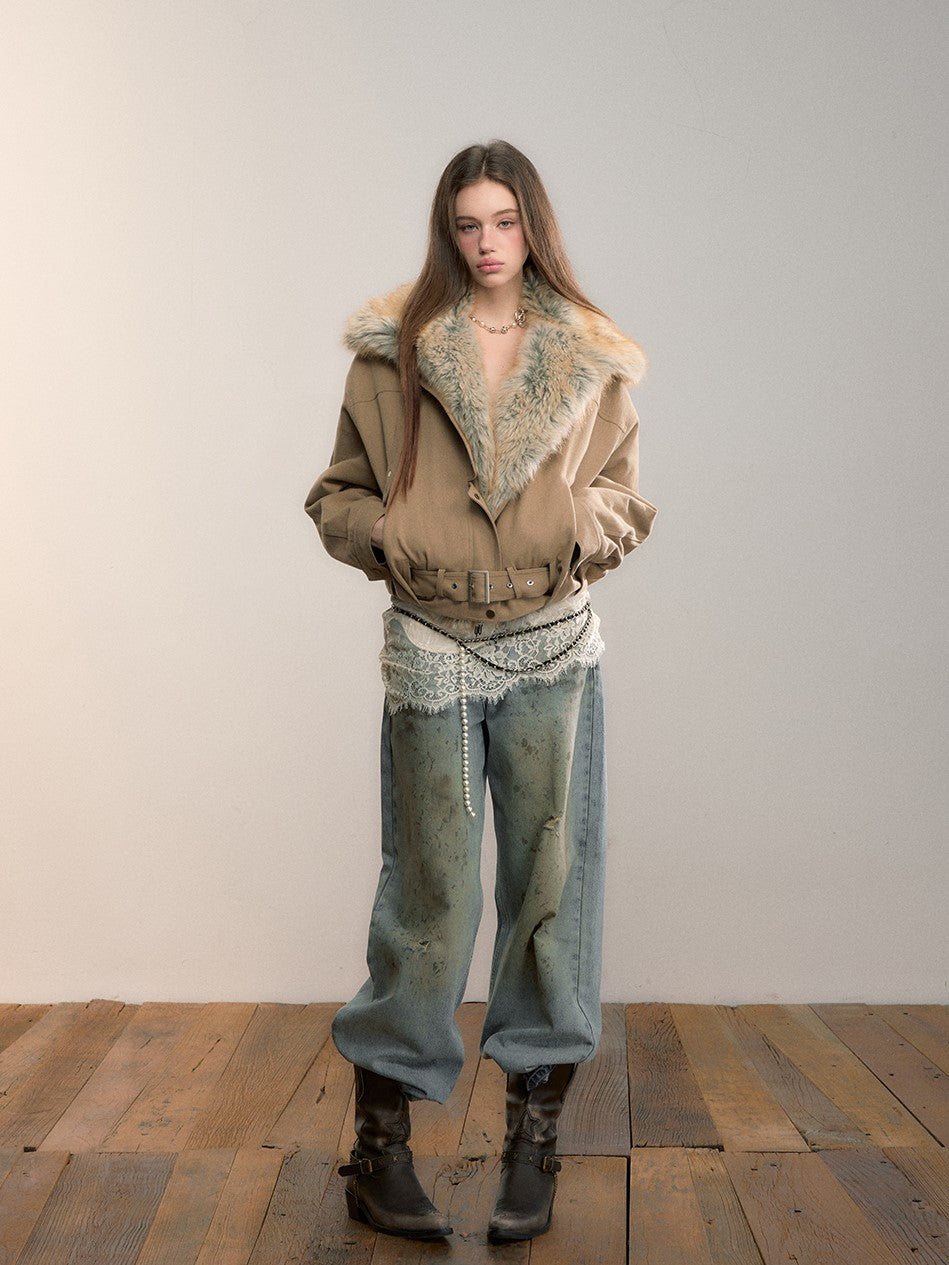 Gradient Fur-lined Reversible Coat VIA0354
