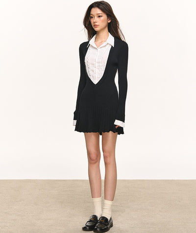 Polo Neck Slim Waist Base Dress ANA0115