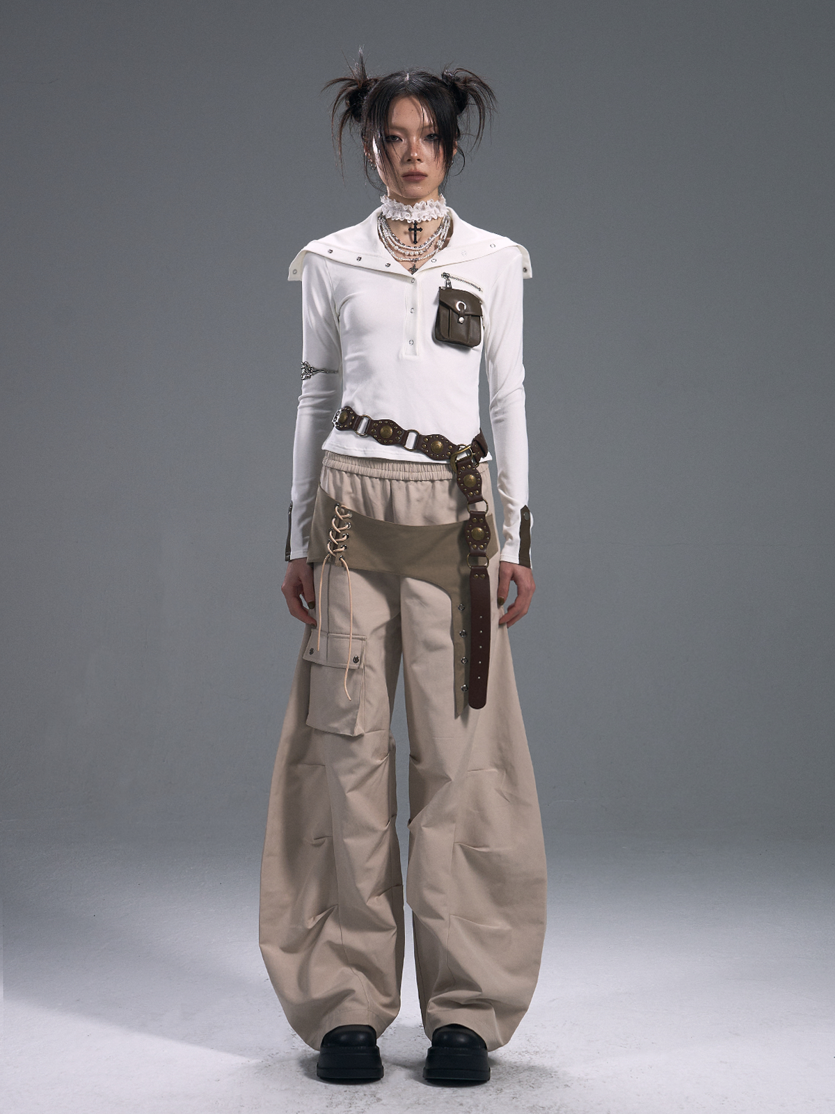 Casual Wide-leg Machete Pants FRU0093