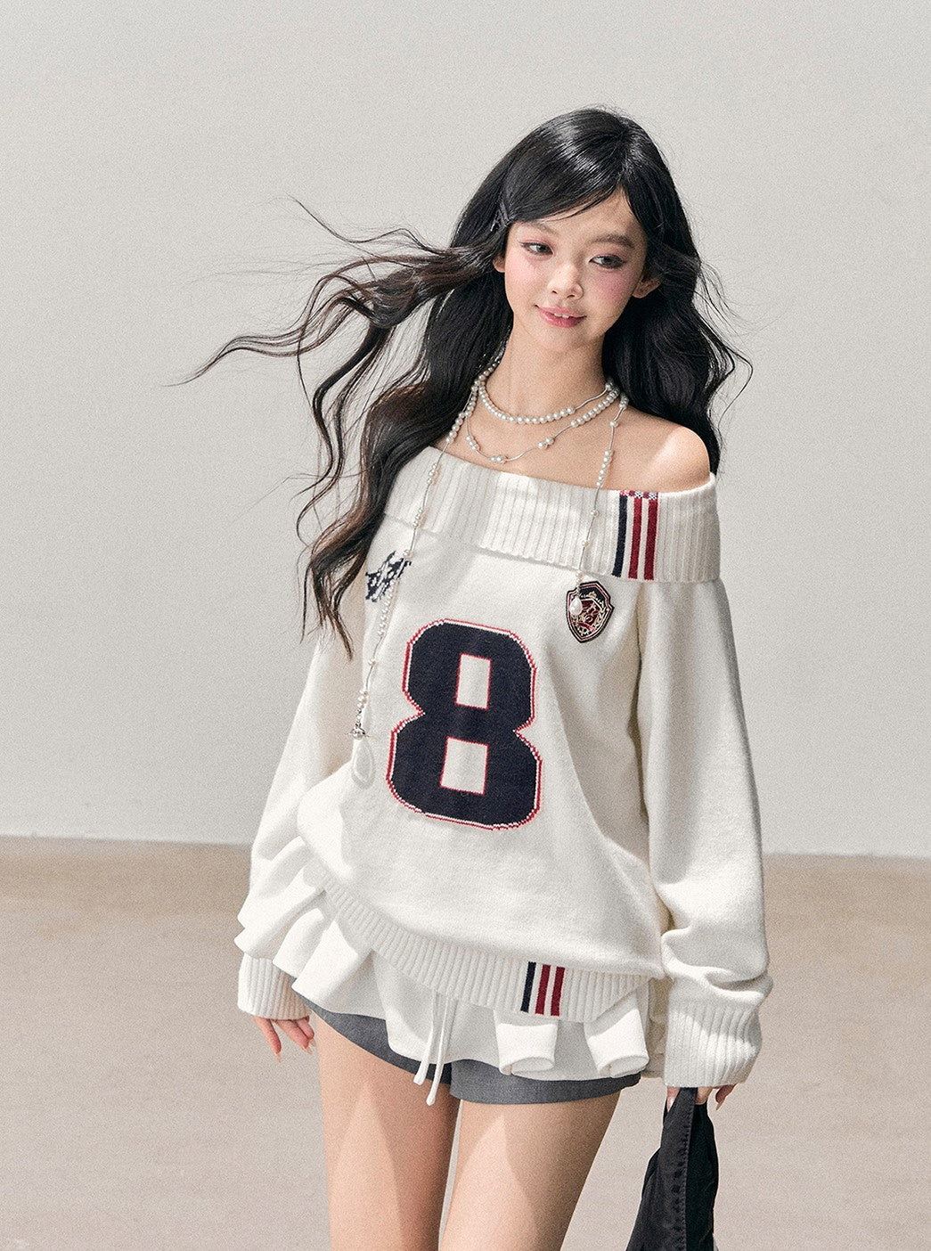 Off-Shoulder Casual Design Sweater DIA0758