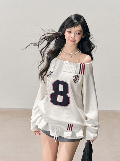 Off-Shoulder Casual Design Sweater DIA0758
