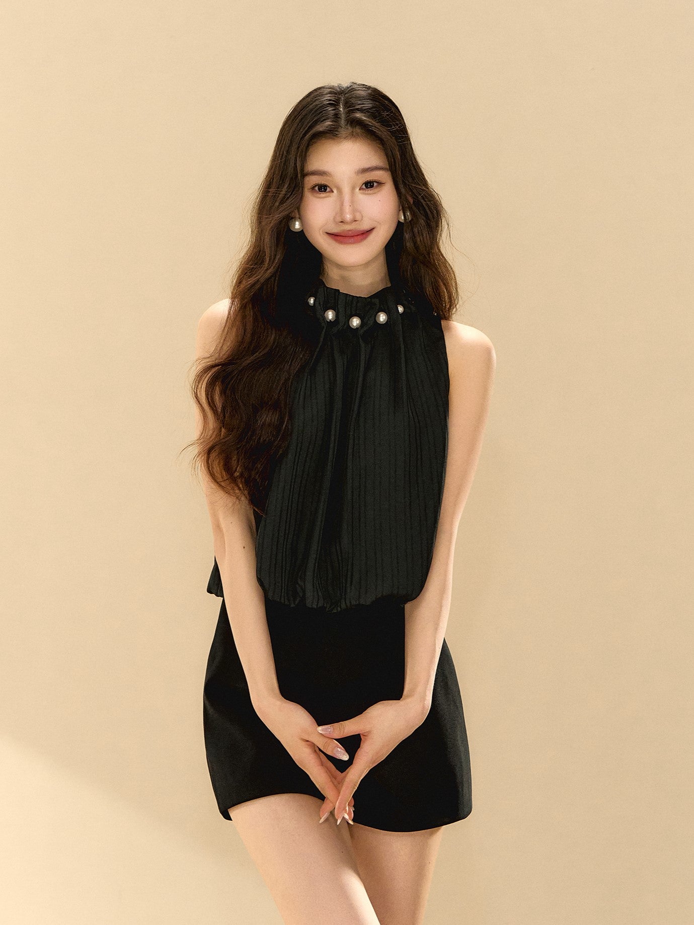 Star Black Sleeveless Jumpsuit OSH0140