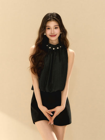 Star Black Sleeveless Jumpsuit OSH0140