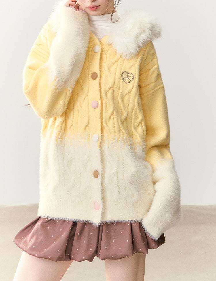 Colorful Button Gradient Knit Cardigan NTO0246