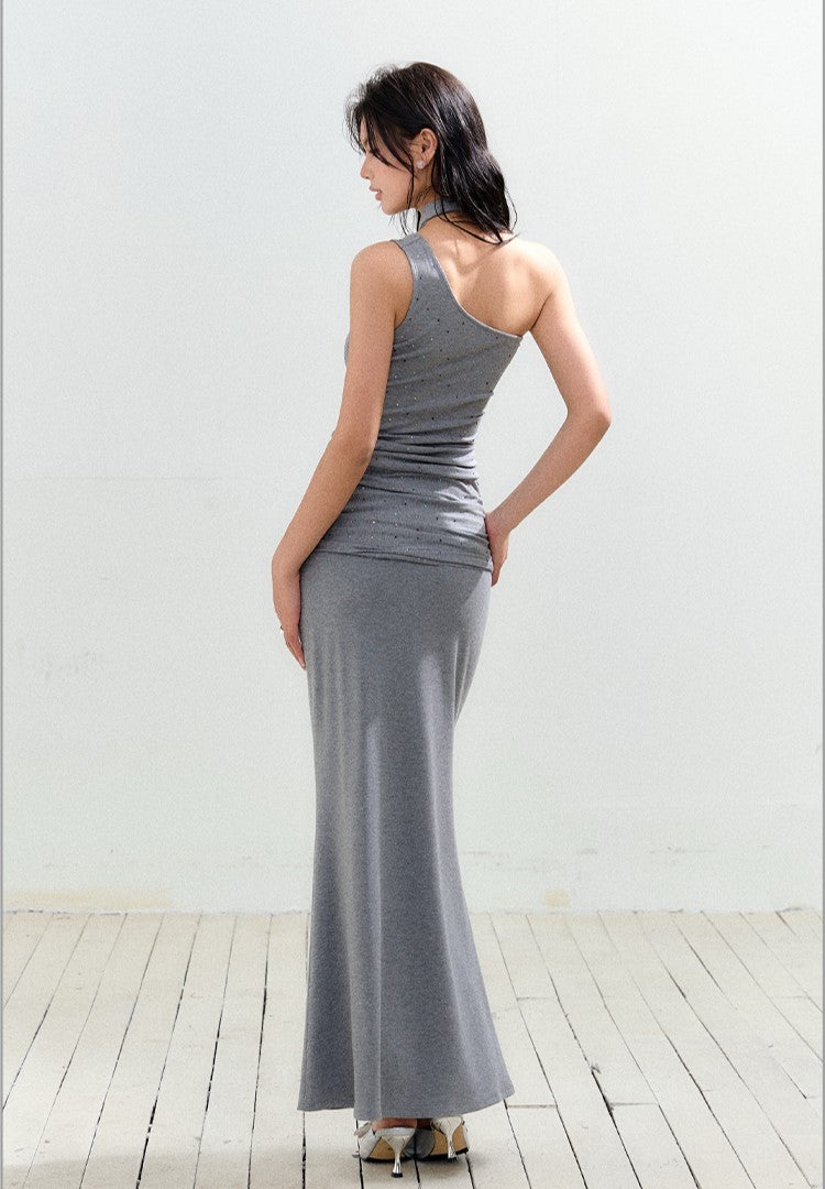 One-shoulder Top/Twisted Maxi Skirt AGM0161