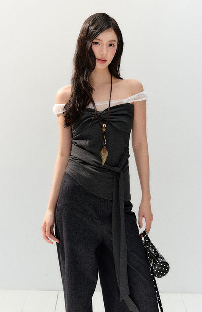 Lace One-shoulder Sling Top SHI0152