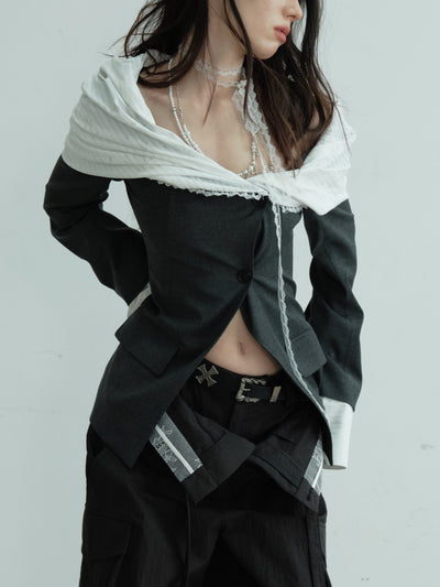 Off-shoulder Fake Two-piece Suit Jacket JNY0218