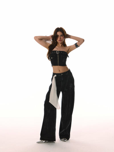 Buckle Design Denim Tube Top ACM0085