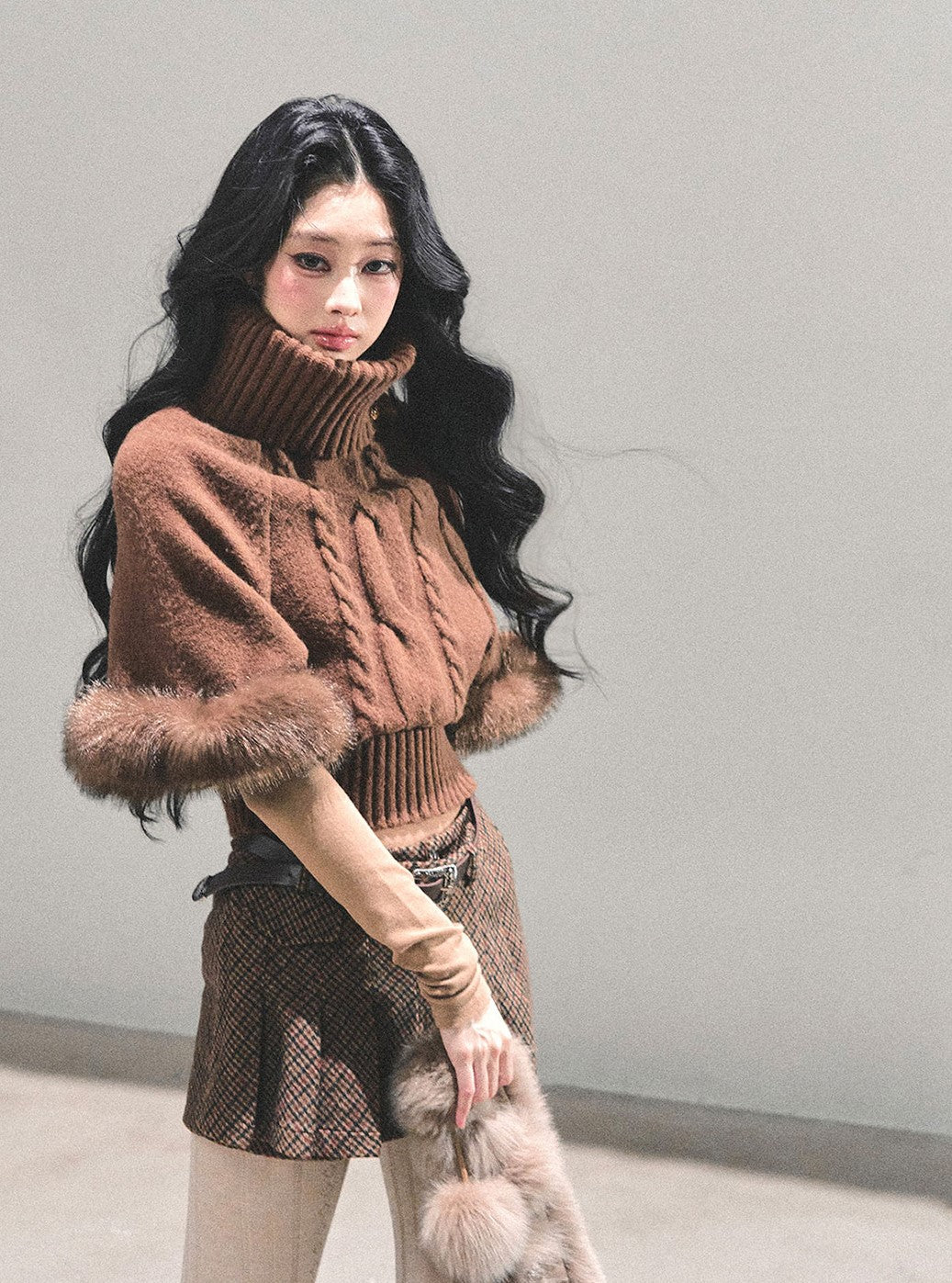 High-Neck Mohair Cable Sweater DIA0669