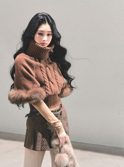 High-Neck Mohair Cable Sweater DIA0669