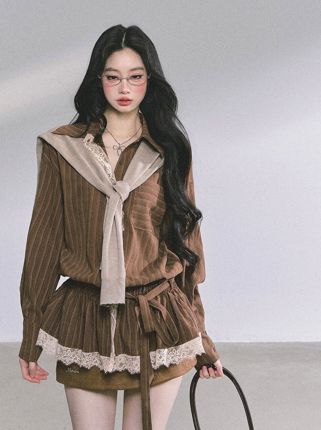 Lace Striped Shirt/Shawl DIA0586