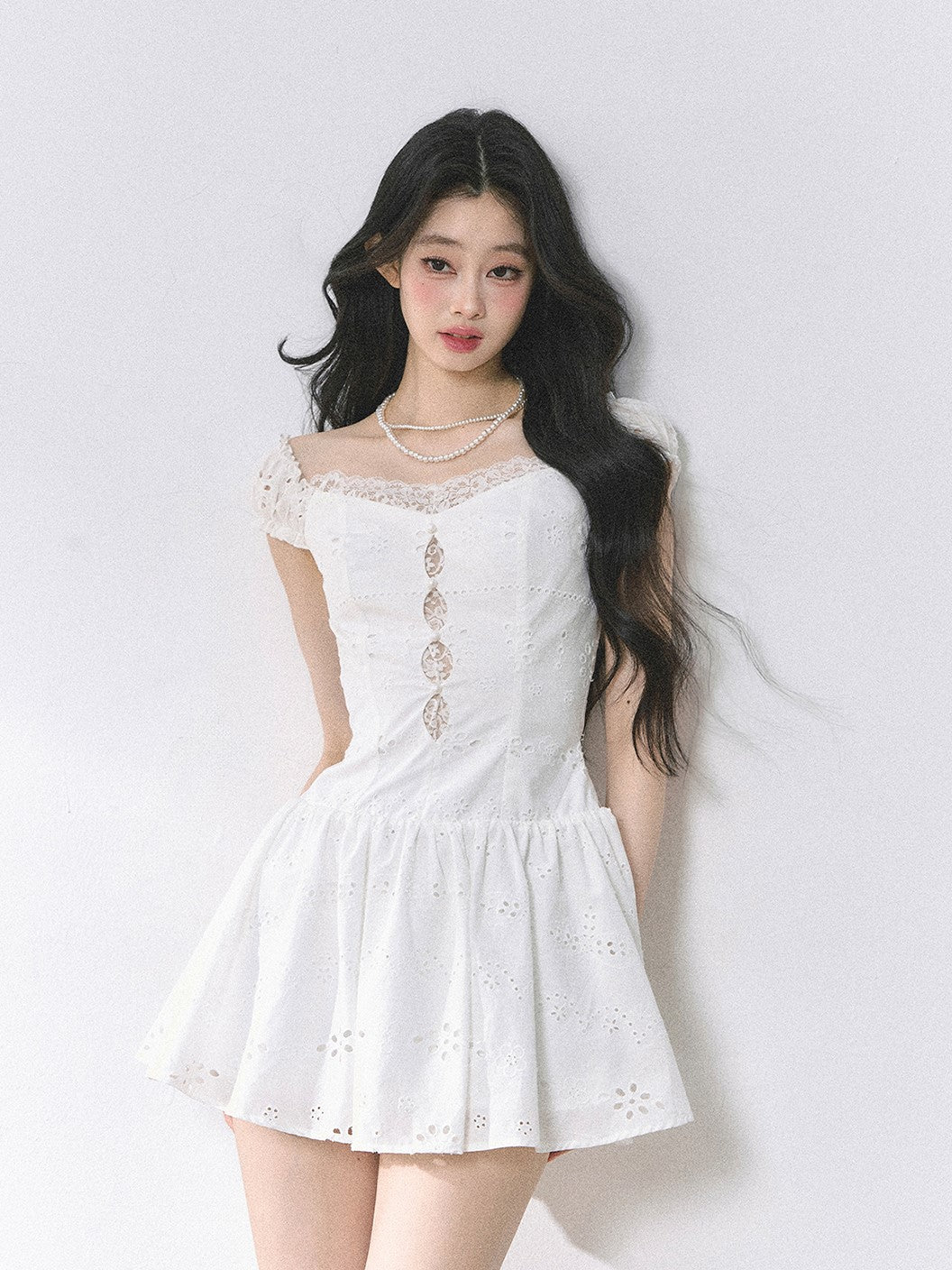 Lace White Short Dress DIA0452
