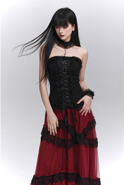 Halter Neck Lace Tube Top LAD0204