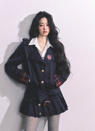 Fake Two-piece College Pleated Dress DIA0627