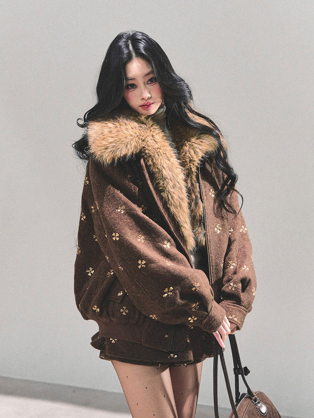 Sequins Decorated Quilted Jacket/Skirt DIA0688